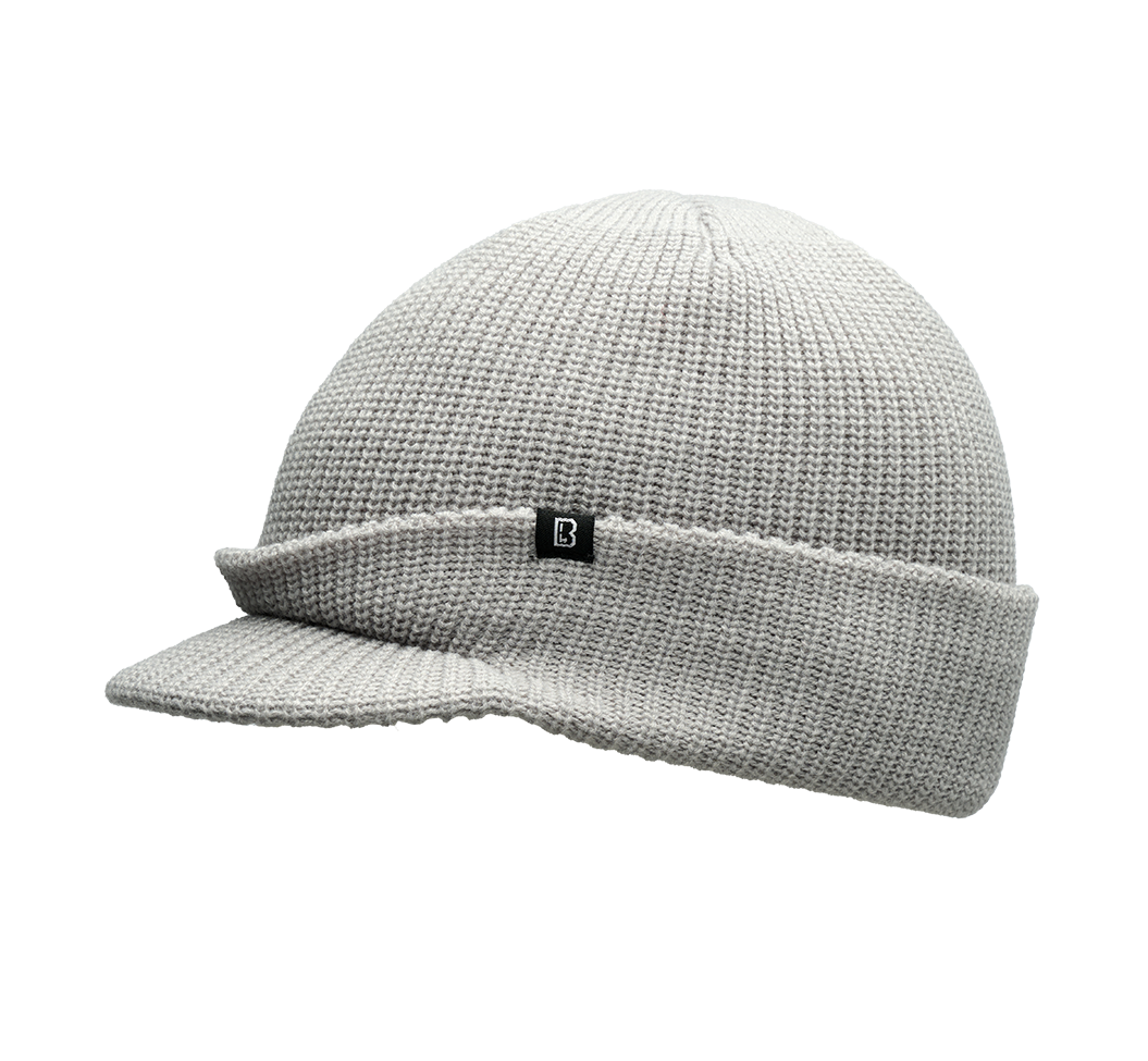 Graues Brandit Shield Cap, weich, widerstandsfähig, wärmeisolierend, schnelltrocknend, abnehmbarer Trageriemen