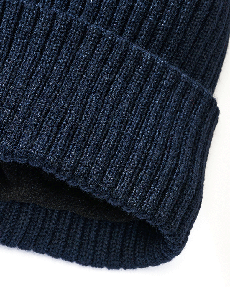 Navy Brandit Strickmütze mit Bommel und Fleecefutter
