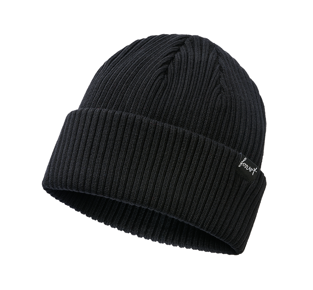 Brandit Feinstrick-Mütze in Schwarz mit elastischer Passform, weichem Fleece-Futter, umklappbarem Umschlag und Logolabel