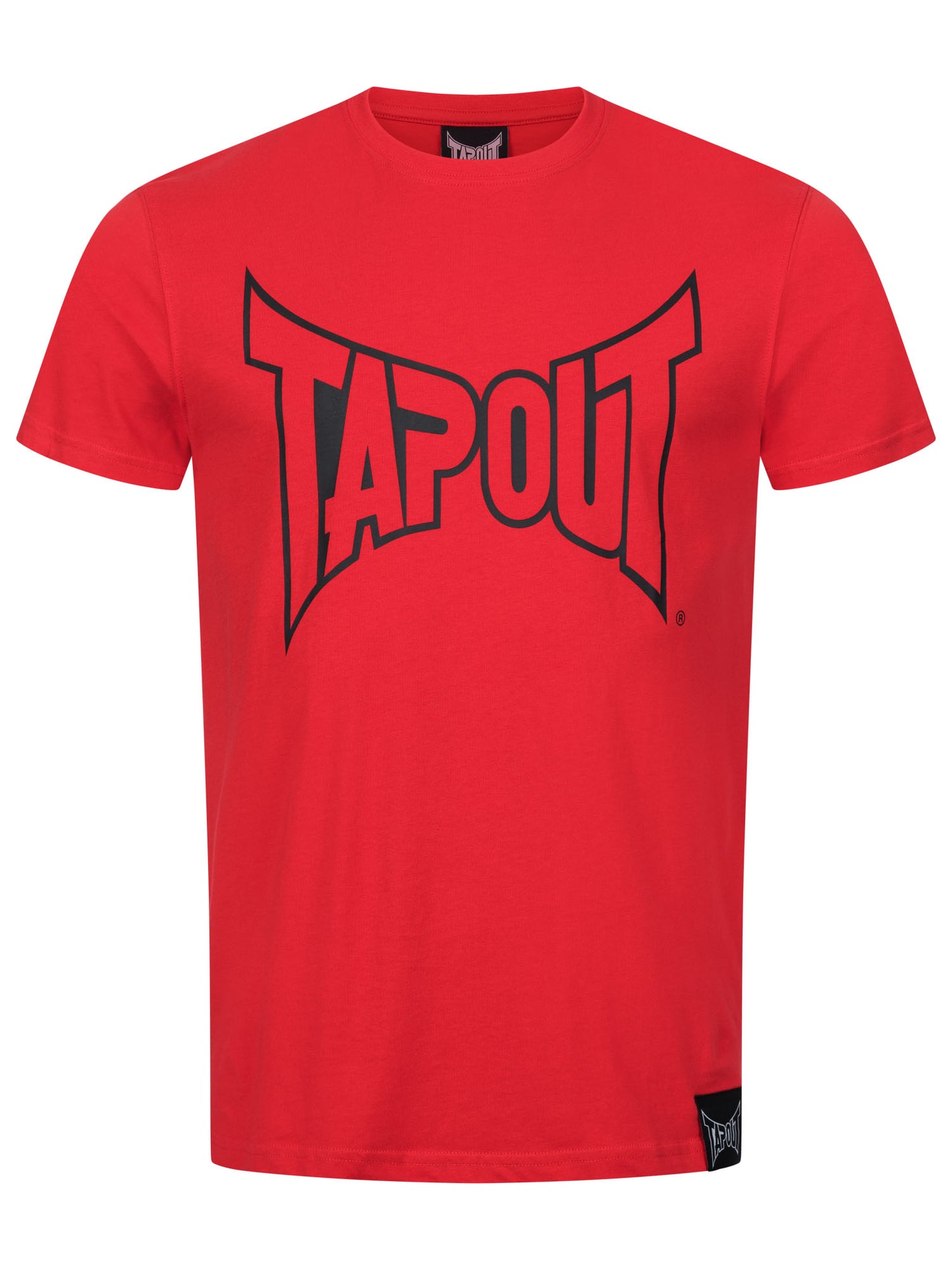 Tapout Herren T-Shirt in Rot, normale Passform, Rundhals, grosser Logo-Druck auf der Brust, aus 100 % gekämmter Baumwolle