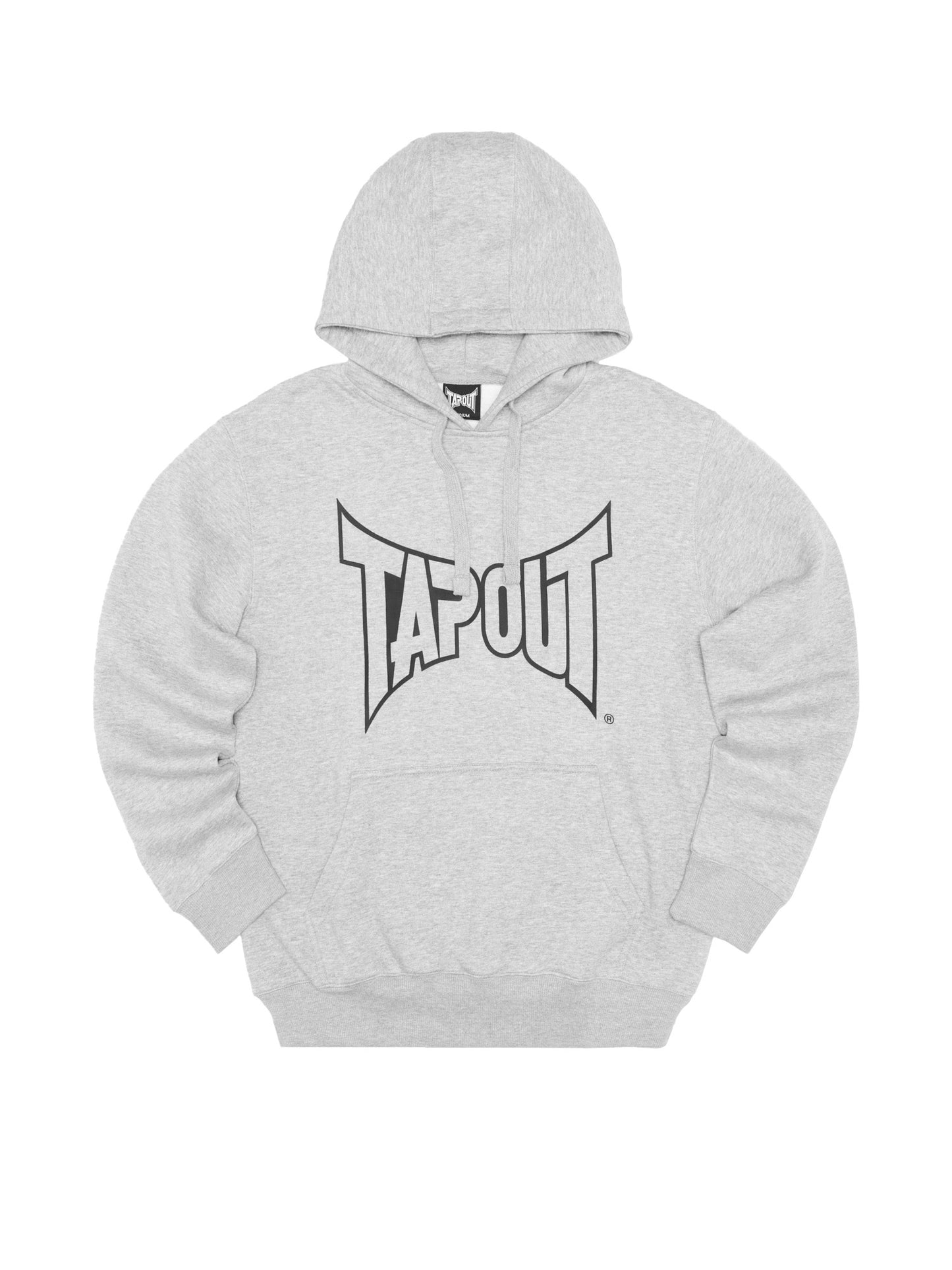 Tapout Herren Hoodie marl grey mit Logo-Print und Kängurutasche