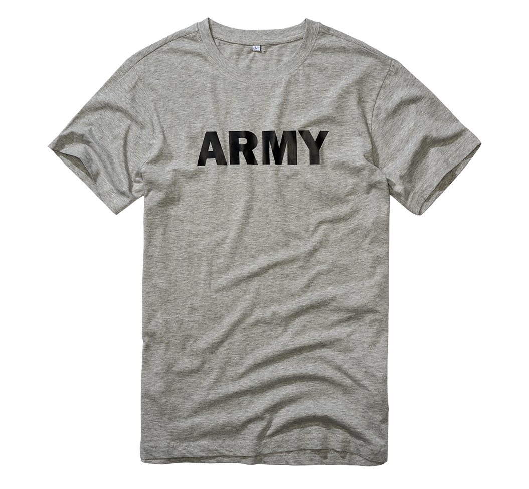 Brandit Army T-Shirt in Grey Melange mit Brustprint, 100% Baumwolle für bluepalm