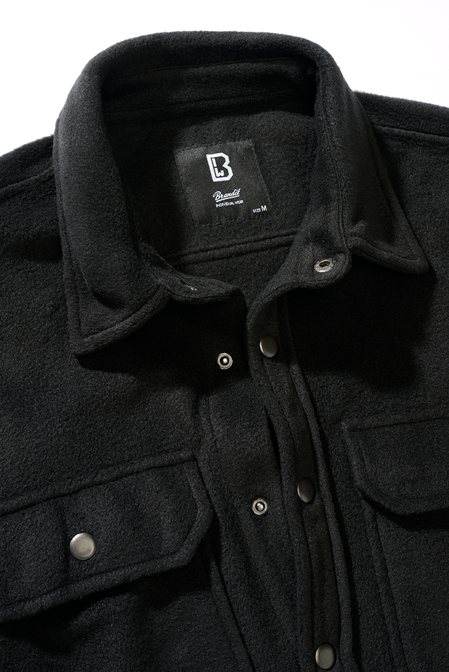 BRANDIT Jeff Fleece Shirt Long Sleeve Schwarz