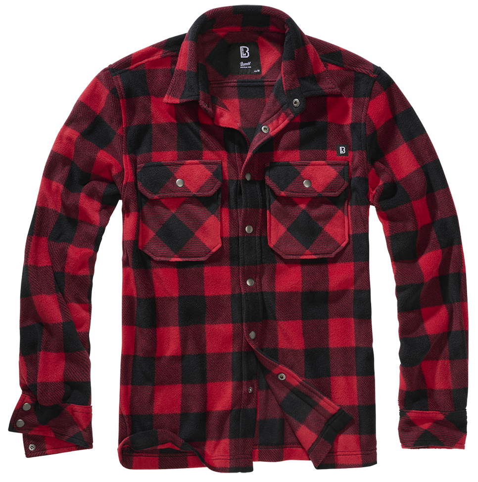 BRANDIT Jeff Fleece Shirt Long Sleeve Rot/Schwarz