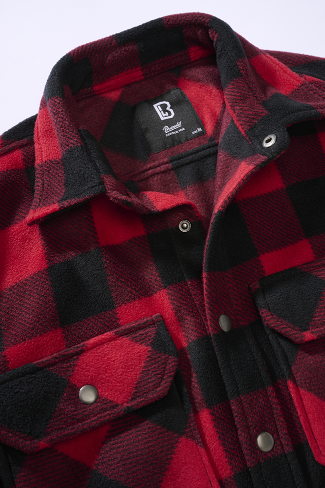 BRANDIT Jeff Fleece Shirt Long Sleeve Rot/Schwarz