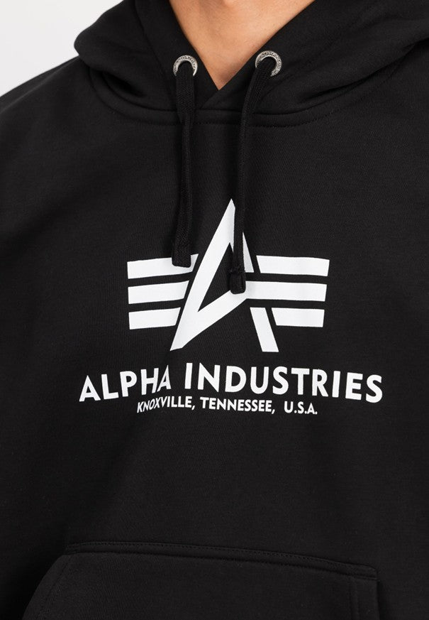 Schwarzer Alpha Industries Hoodie mit grossem Logo