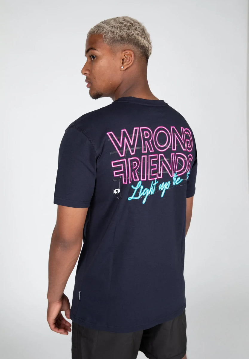 Wrong Friends T-Shirt LIGHT UP THE CITY navy – Blue Palm