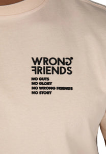 Wrong Friends T-Shirt NO GUTS NO GLORY beige