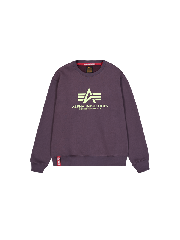 Alpha Industries Basic Small Logo Sweater für Herren, Plum – Bequemer Baumwoll-Pullover, jetzt in eurem Schweizer Online-Shop erhältlich