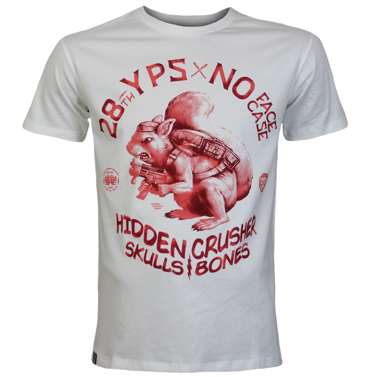Rückenansicht: Yakuza Premium T-Shirt in Natur Weiss mit bogenförmigem Logo.