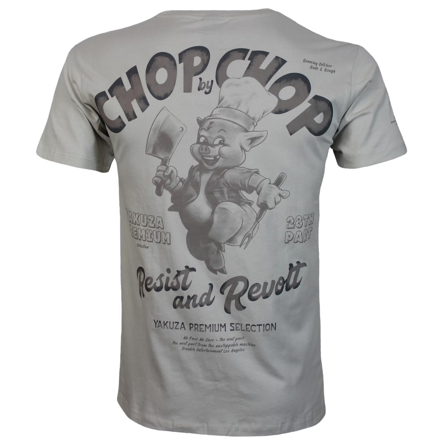 Yakuza Premium T-Shirt Silver mit Brustprint und grossem Rückenprint