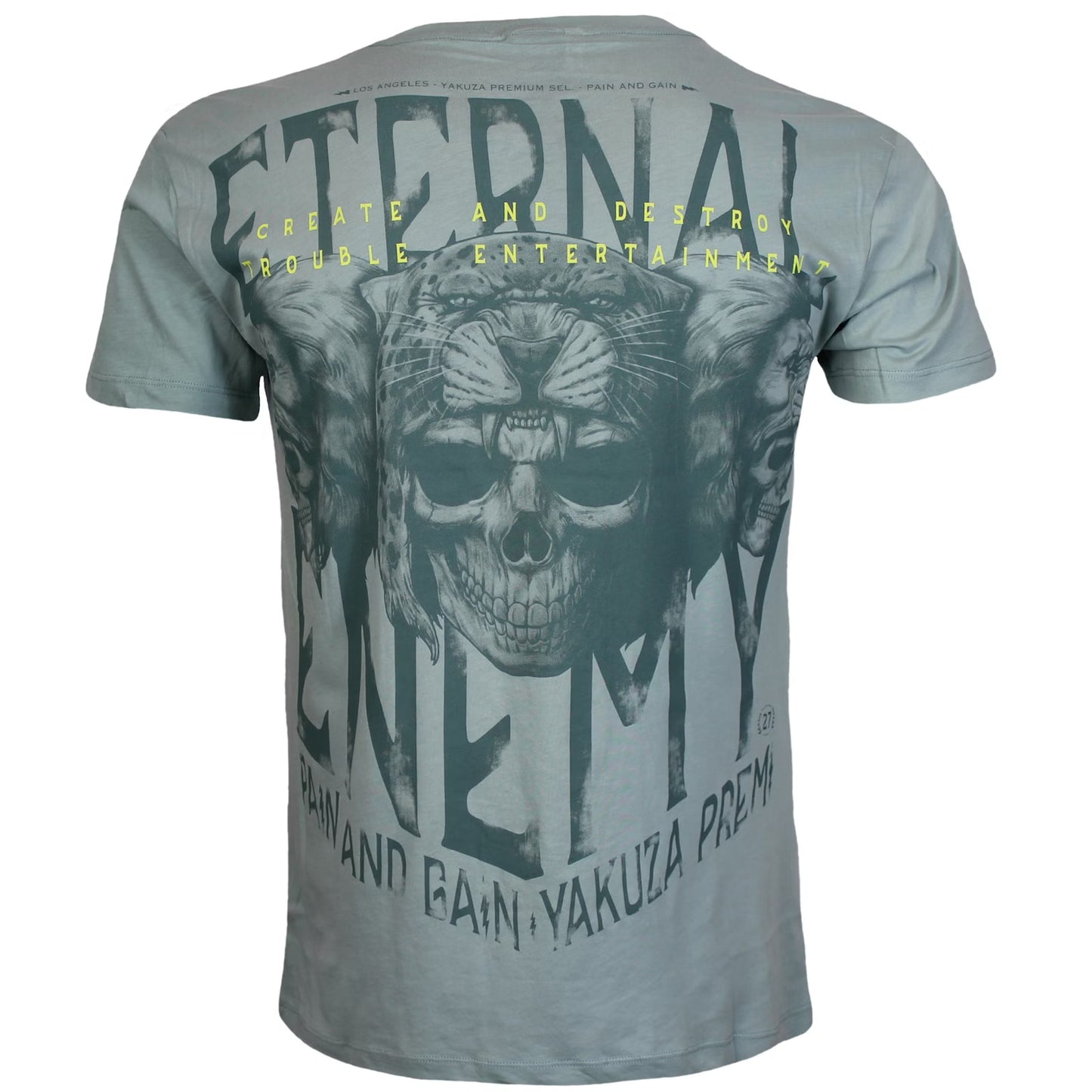 Yakuza Premium T-Shirt 3903 in hellblau mit grossem, detailreichem Rückenprint und kleinem Logo auf der linken Brust.