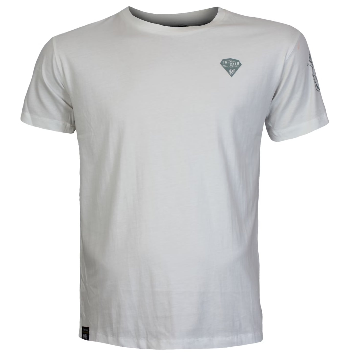 Yakuza Premium 3911 T-Shirt in natur weiss mit grossem, detailreichem Rückenprint und kleinem Frontprint auf der linken Brust.