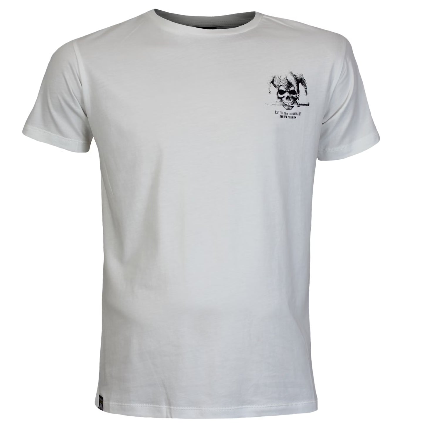 Yakuza Premium 3916 T-Shirt in natur weiss mit grossem, detailreichem Rückenprint und kleinem Frontprint auf der linken Brust