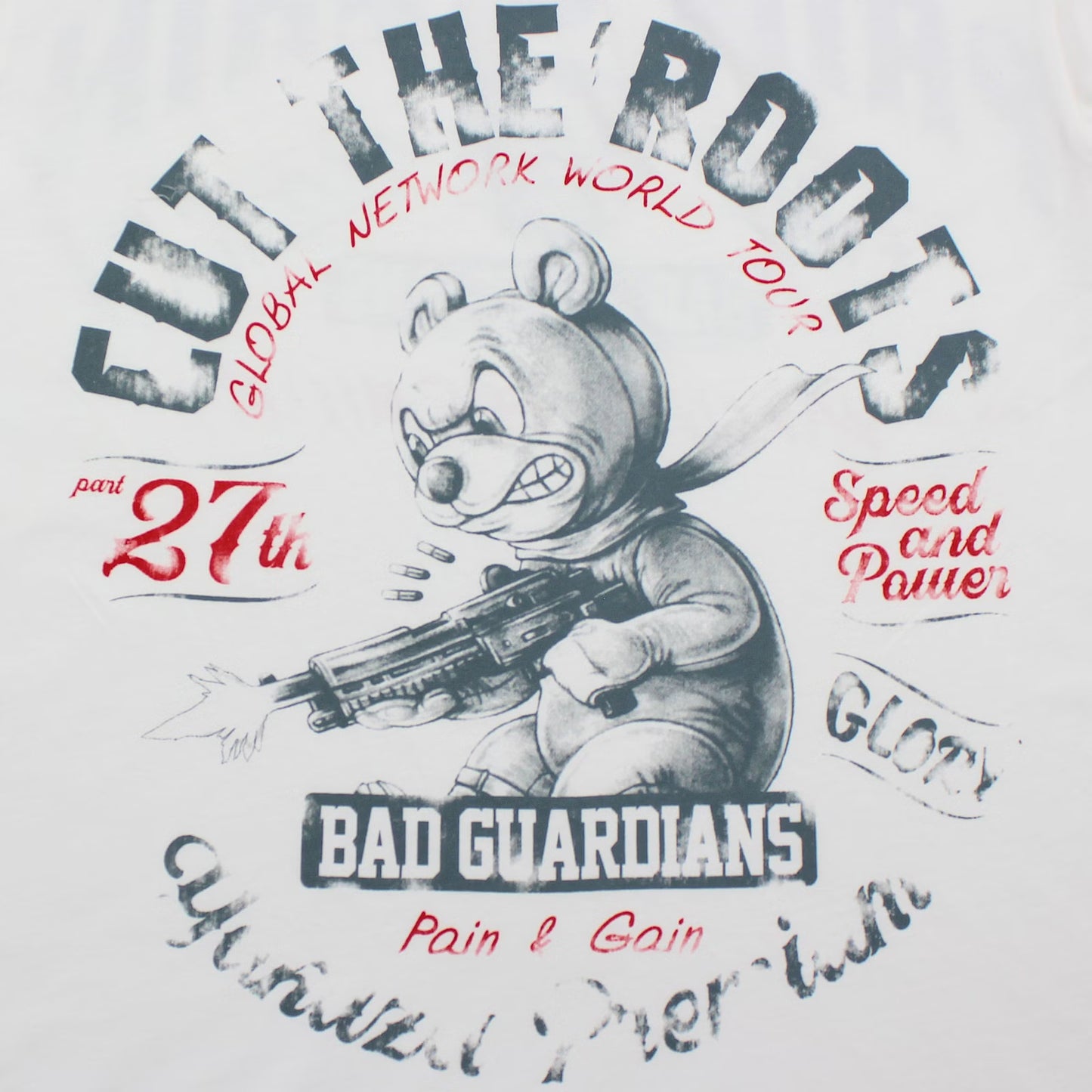 Yakuza Premium 3914 T-Shirt in natur weiss aus 100 % Baumwolle mit grossem Brustprint und auffälligem Schriftzug auf dem Rücken