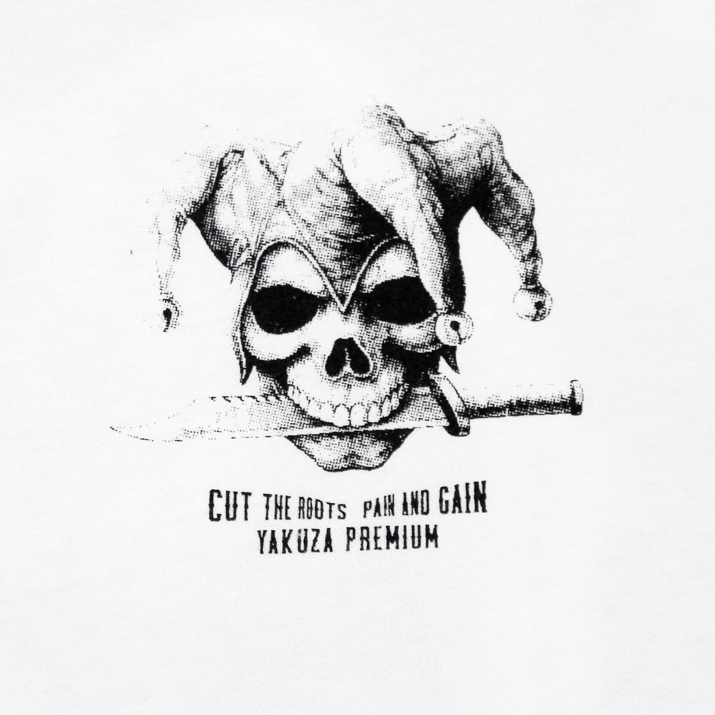 Yakuza Premium 3916 T-Shirt in natur weiss mit grossem, detailreichem Rückenprint und kleinem Frontprint auf der linken Brust
