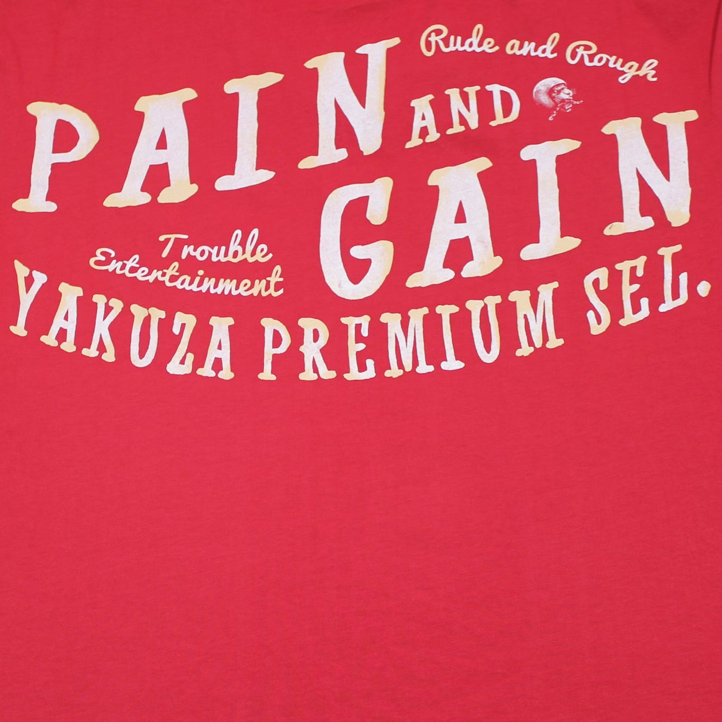 Yakuza Premium T-Shirt 3901 in rot mit grossem Frontprint im Tattoo-Stil und markantem Schriftzug auf dem Rücken – Herren Streetwear