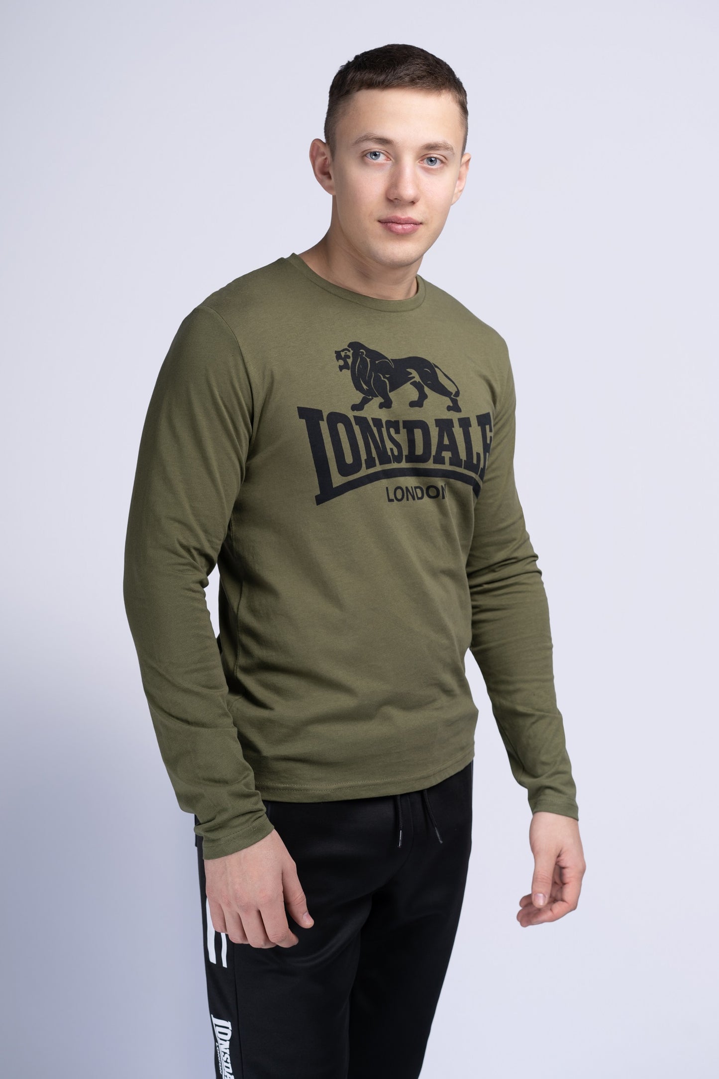 Lonsdale 115087 Ayrshire Doppelpack Langarmshirt - Schwarz/Olive