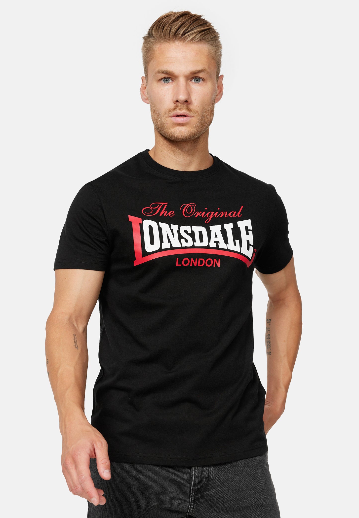 Lonsdale 117337 Gearch Doppelpack T-Shirt Marl Grey Schwarz
