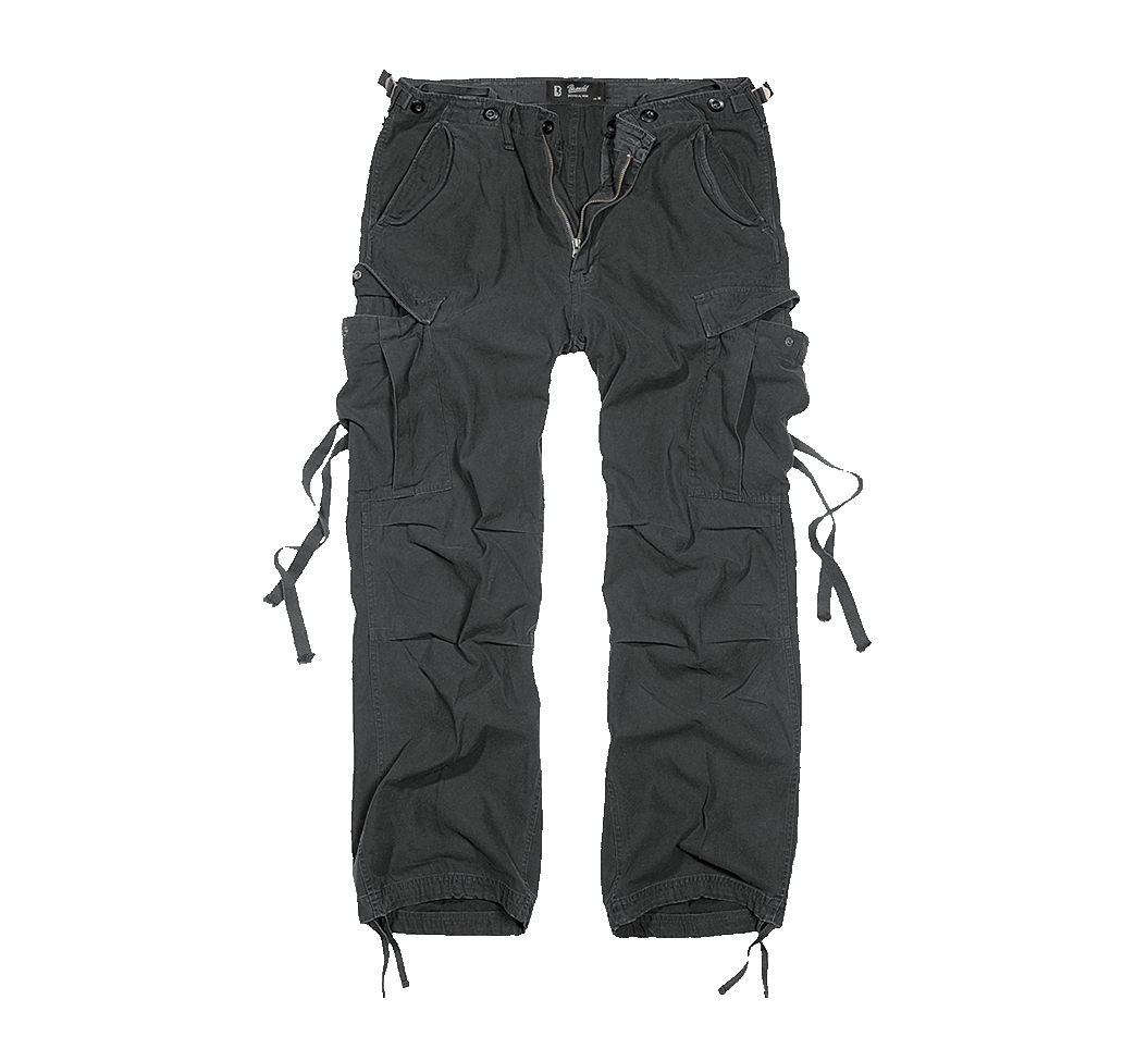 Schwarze M65 Cargo-Hose für Herren von Brandit in der lockeren Loose-Fit-Passform.