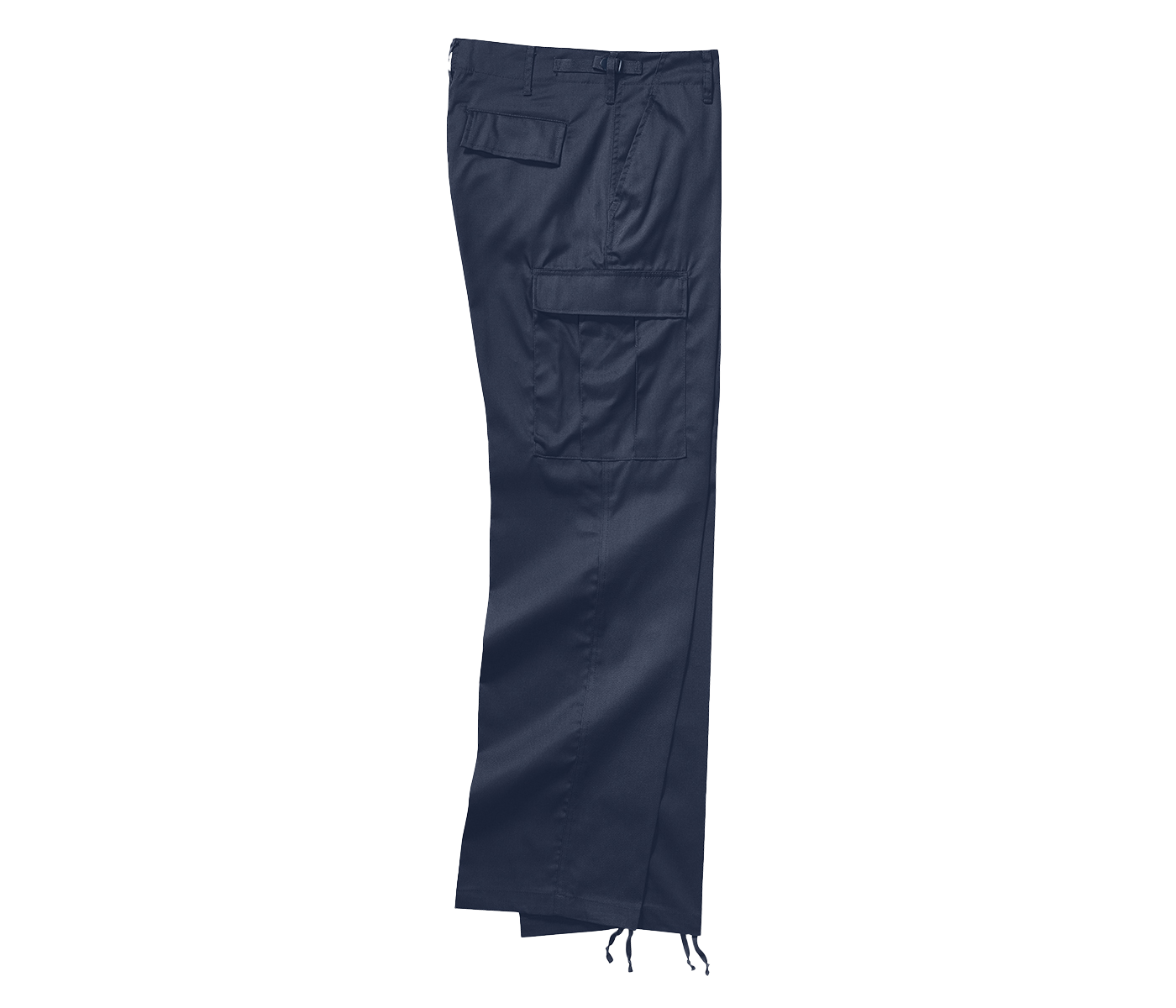 Hochwertige Details der dunkelblauen Brandit US Ranger Hose mit praktischer Cargo-Tasche und Kordelzug.