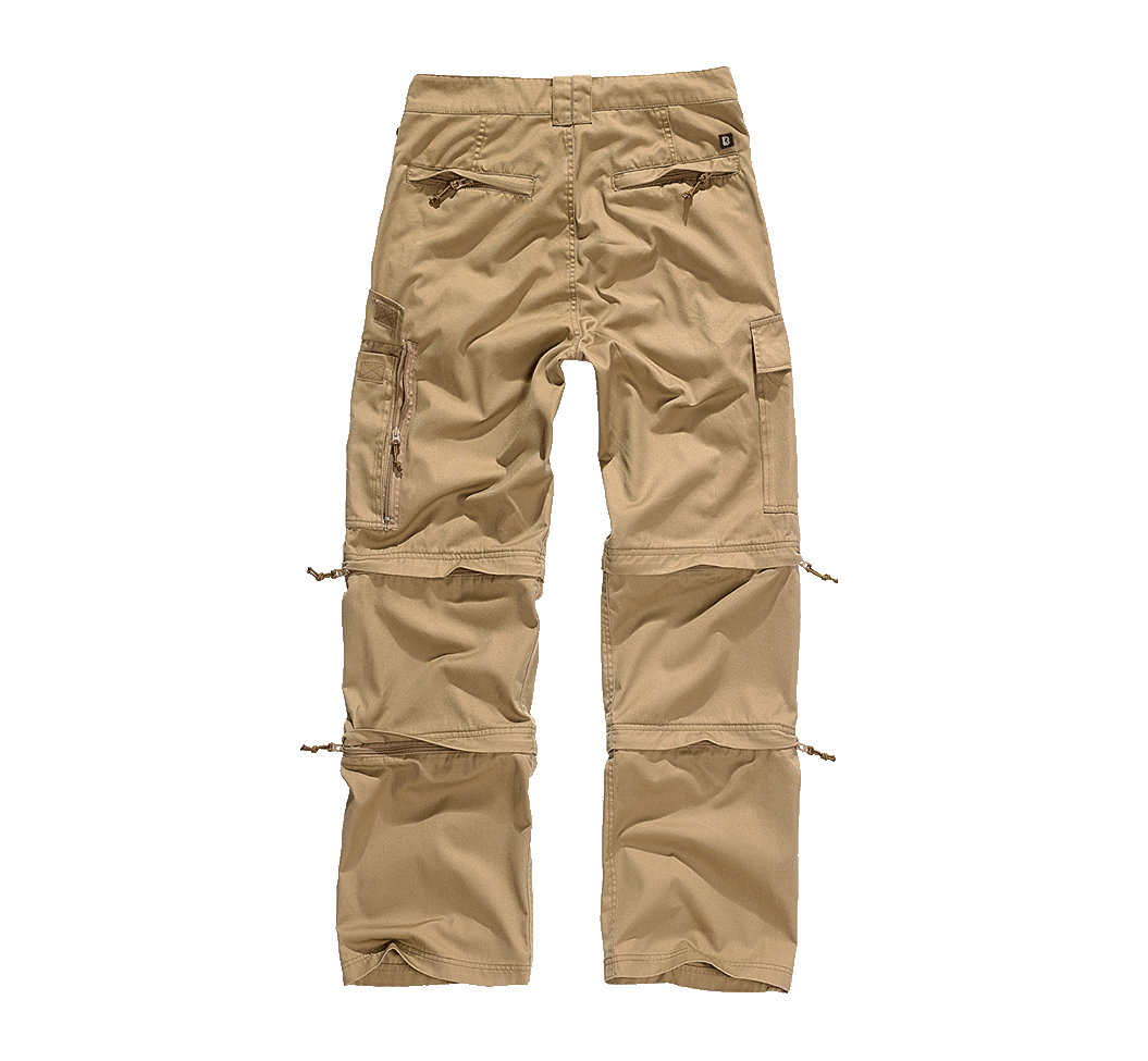 Rückansicht der camel-farbenen Cargo-Wanderhose mit Gesässtaschen.