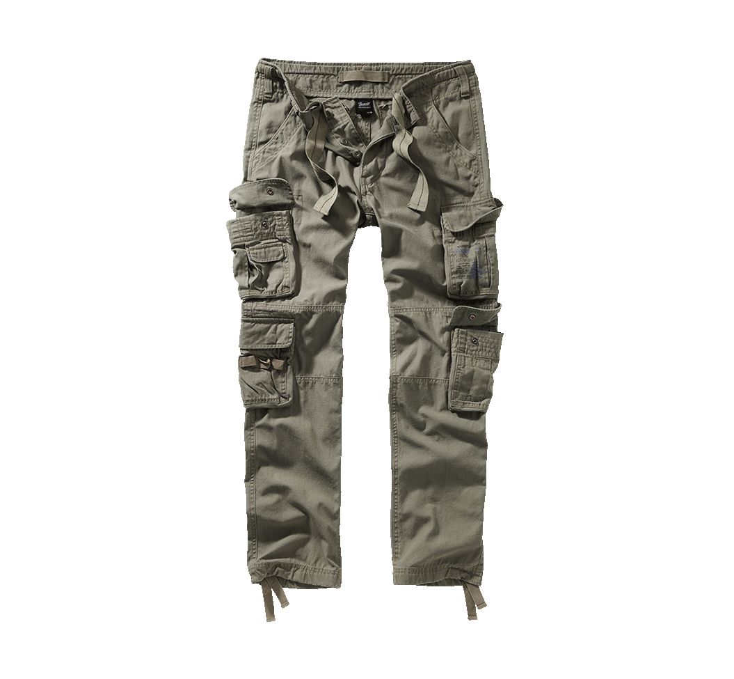 BRANDIT Pure Slim Fit Pants in Olive. Schmal geschnittene Herren Cargohose aus robuster Baumwolle.