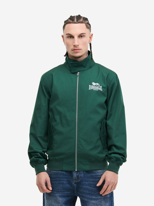 Lonsdale Harrington Jacke Flaschengrün, Frontansicht.