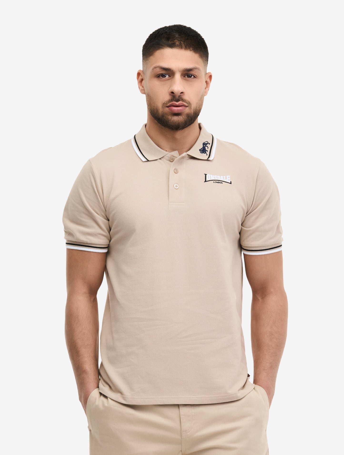  Lonsdale Lion Poloshirt Sand Herren Slim Fit 