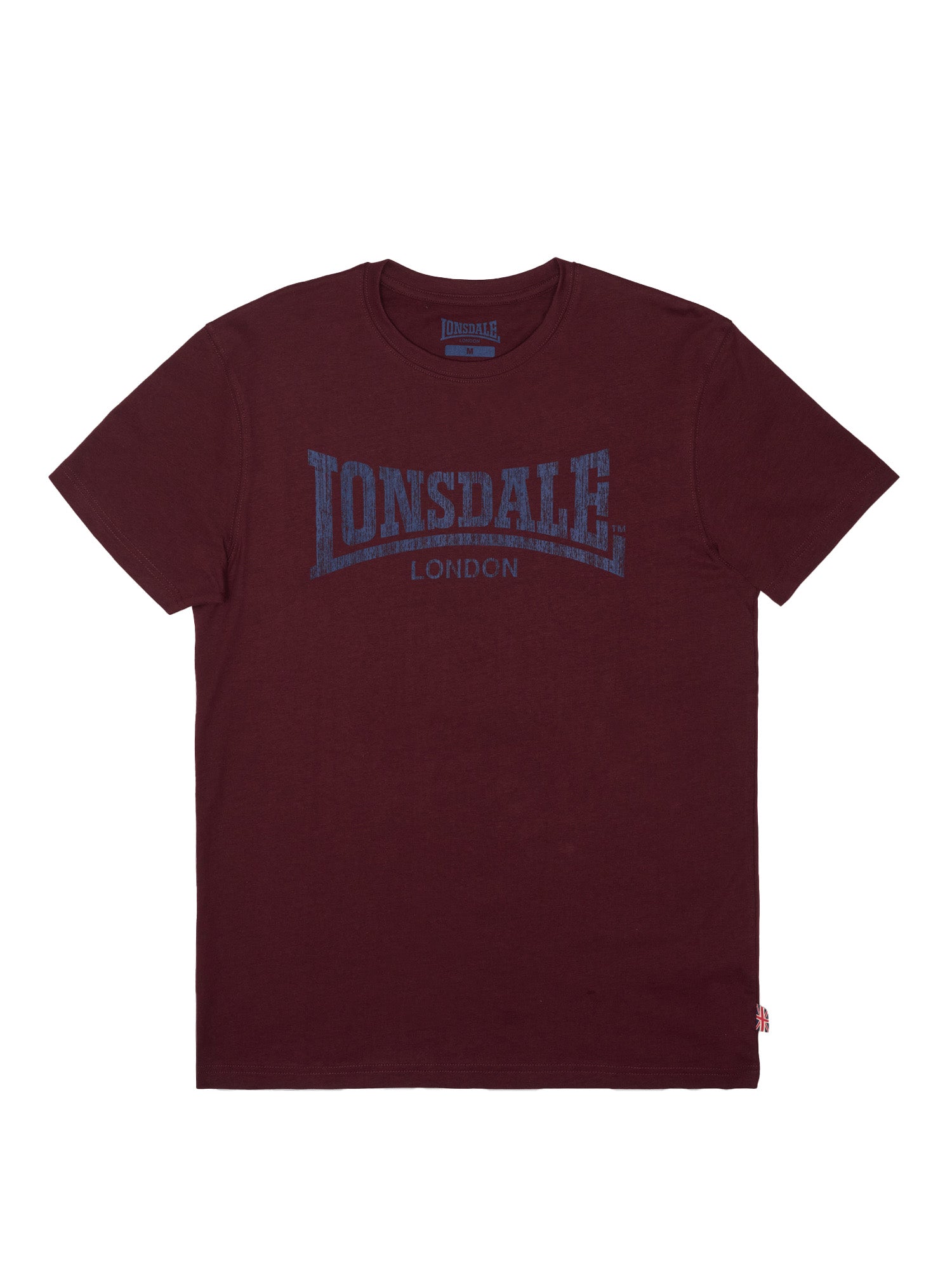 Lonsdale London Herren T-Shirt Oxblood mit Two Tone Logo-Print auf der Brust, Slim Fit Passform aus Baumwolle