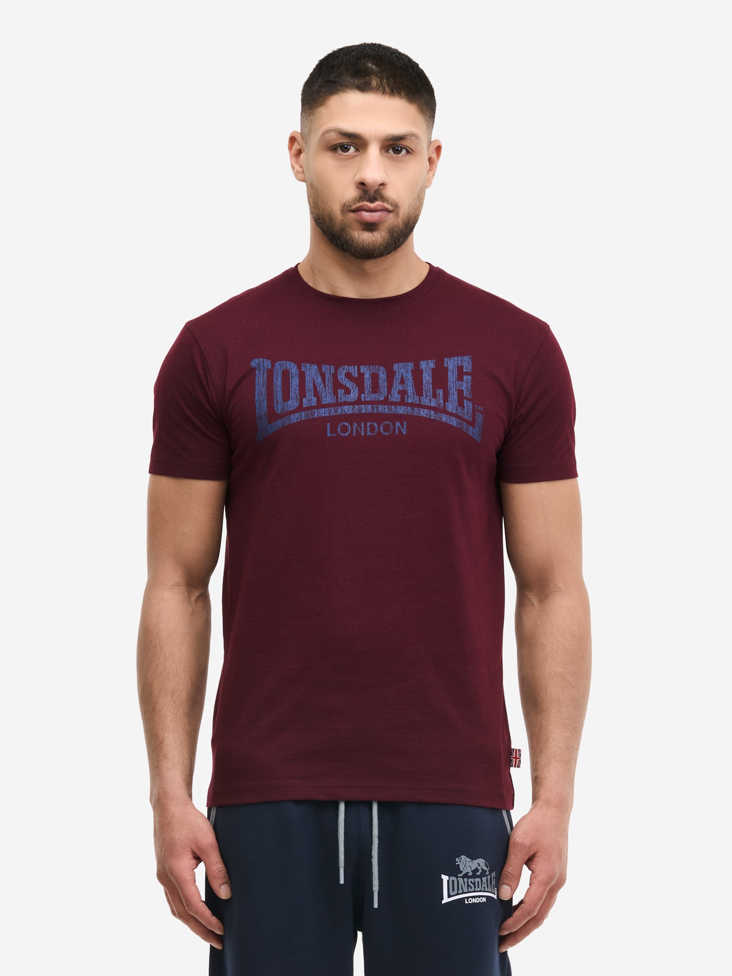 Lonsdale T-Shirt Oxblood Weinrot mit grossem Logo-Druck auf der Brust
