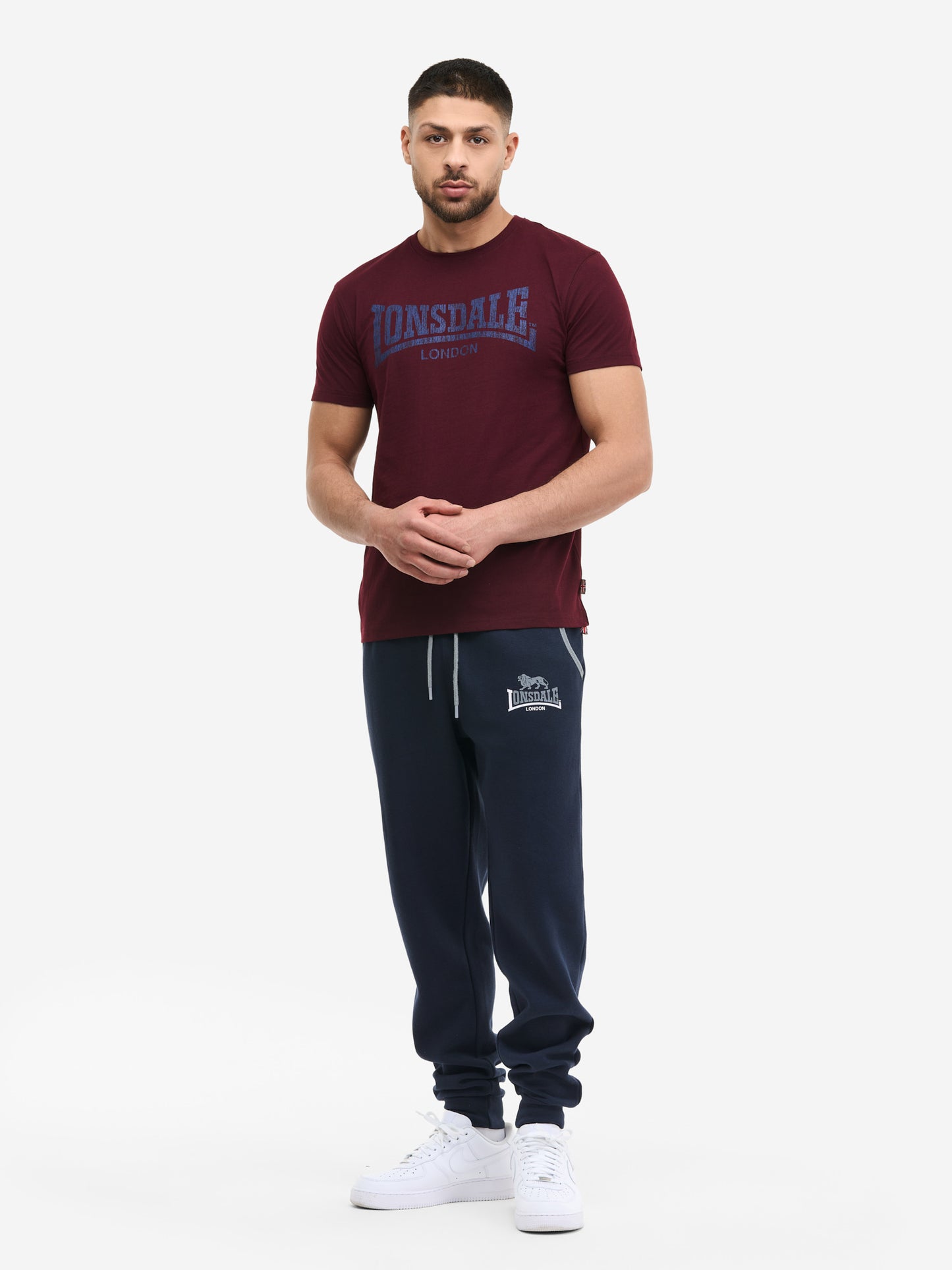 Lonsdale T-Shirt Oxblood Weinrot mit grossem Logo-Druck auf der Brust
