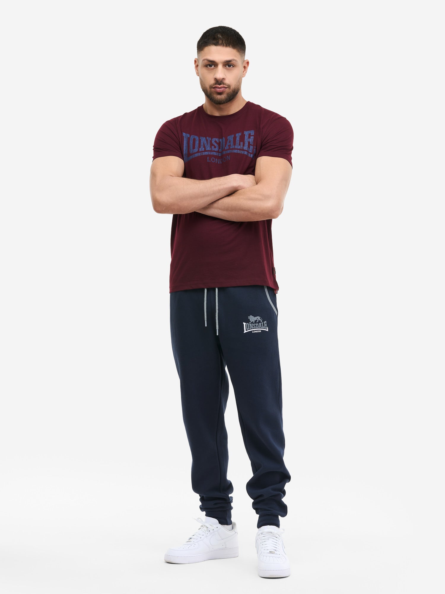 Lonsdale T-Shirt Oxblood Weinrot mit grossem Logo-Druck auf der Brust