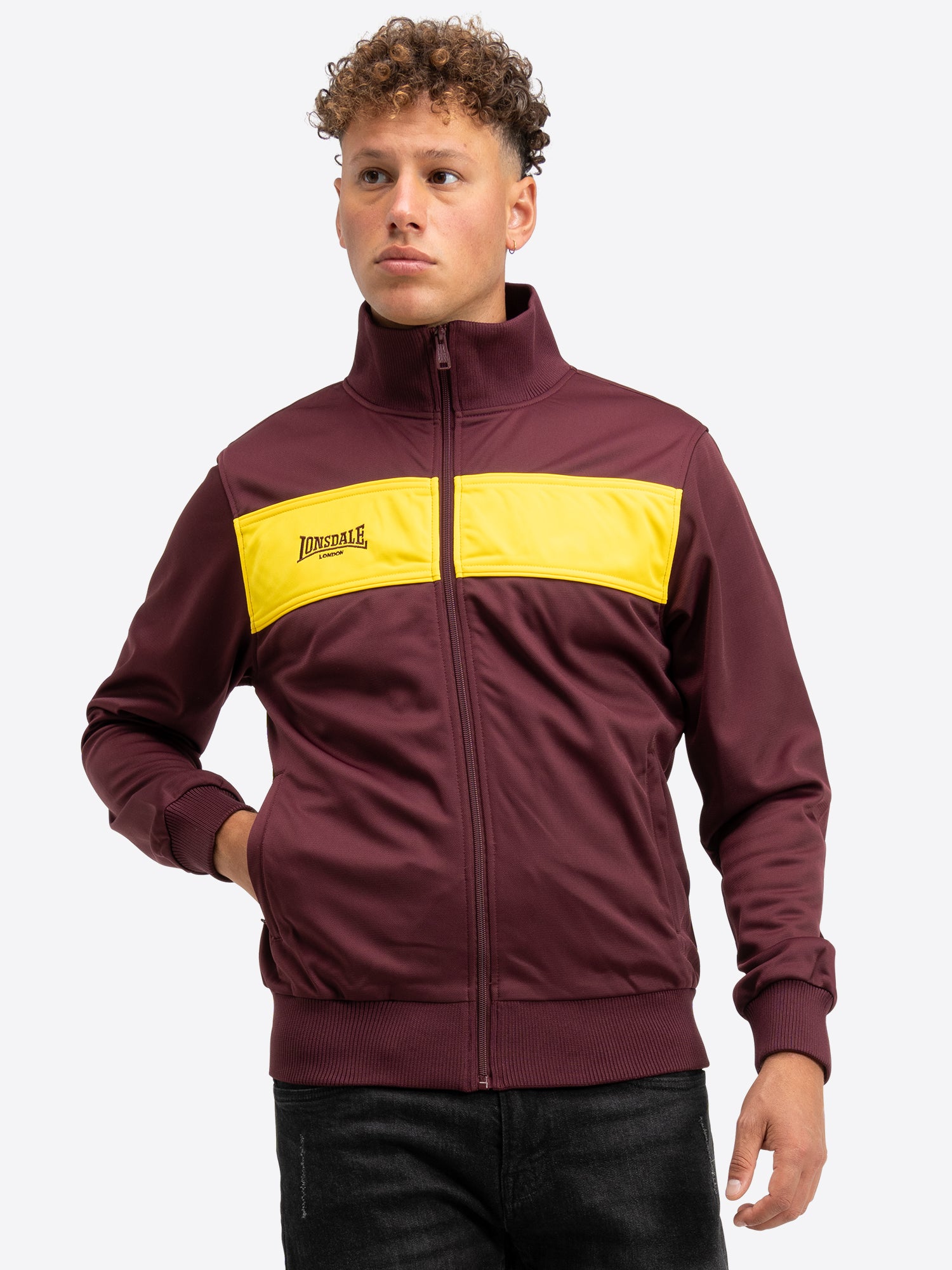 Lonsdale 111302 Alnwick Trikot Jacke Oxblood/Gelb