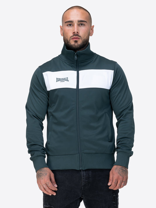 Lonsdale Herren Trikotjacke in schmaler Passform mit hohem Kragen, Reissverschluss, gesticktem Markenlogo und farblich abgesetztem Paneel.