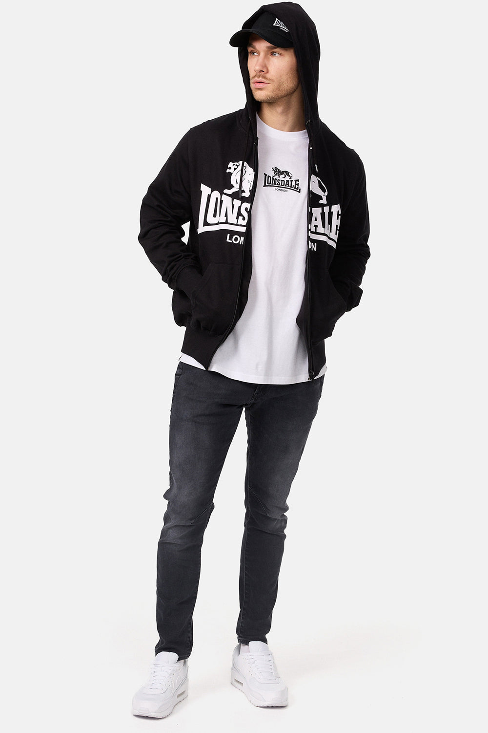 Lonsdale 113096 Kapuzensweatjacke Schwarz