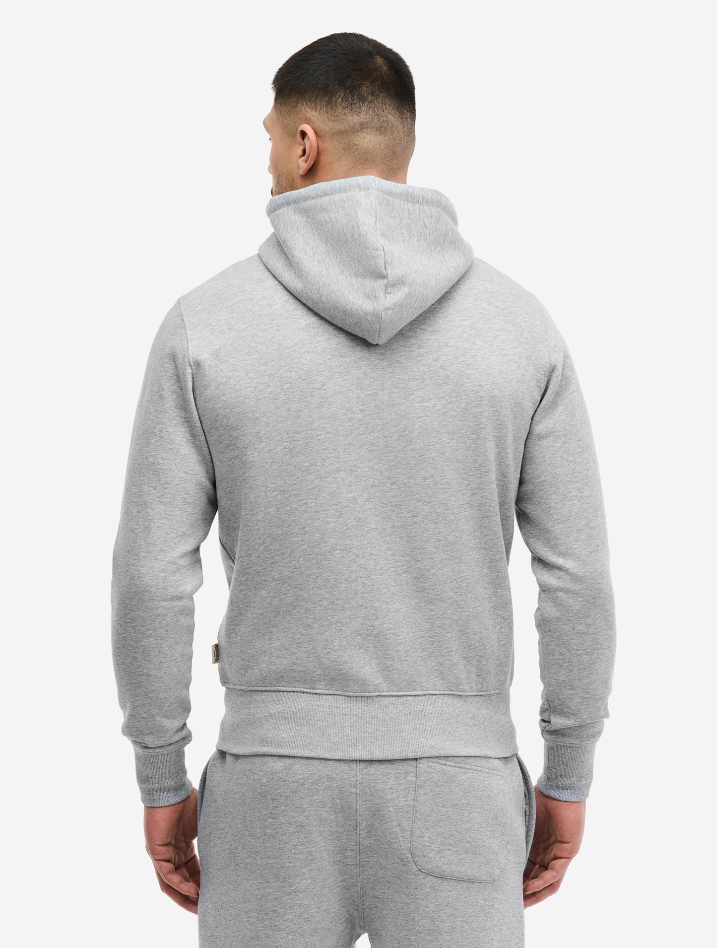 Lonsdale London Kapuzenziphoodie Krafty Marl Grey mit Logo-Druck und Kängurutasche