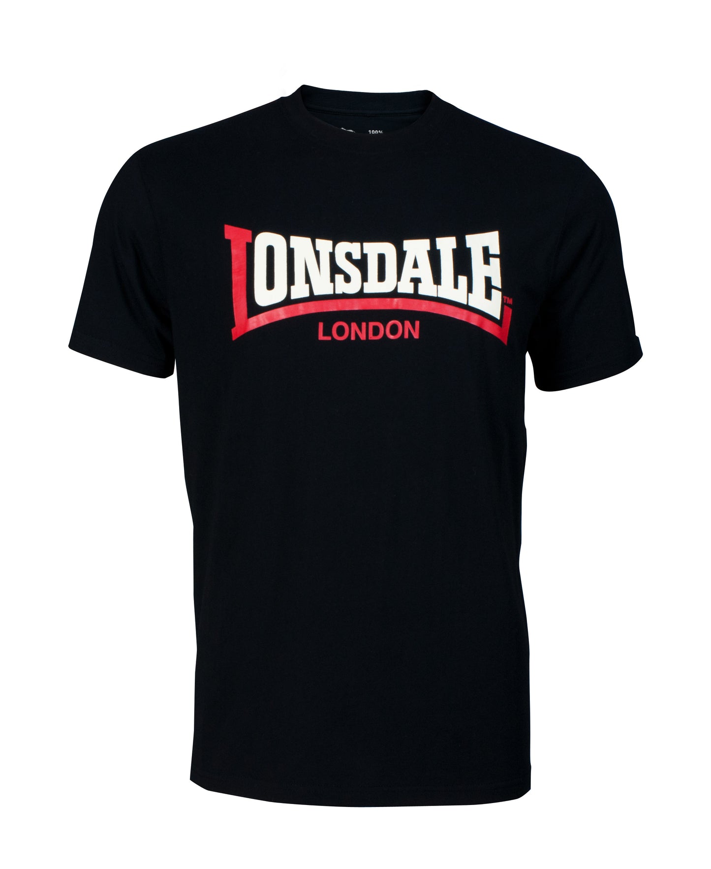 Lonsdale London Herren T-Shirt Schwarz mit Two Tone Logo-Print auf der Brust, Slim Fit Passform aus Baumwolle