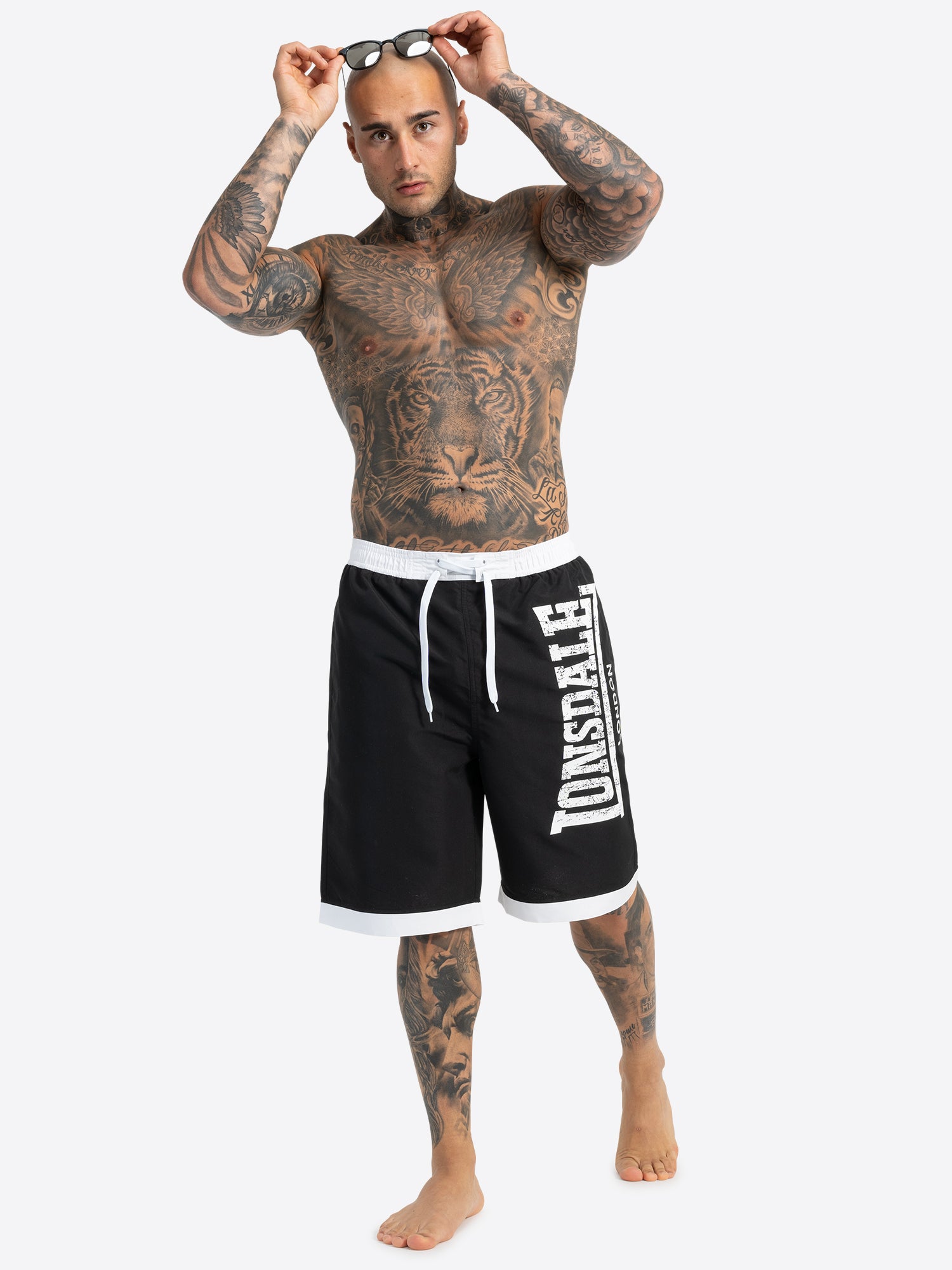 Lonsdale Badehose Schwarz mit Logo Druck Herren