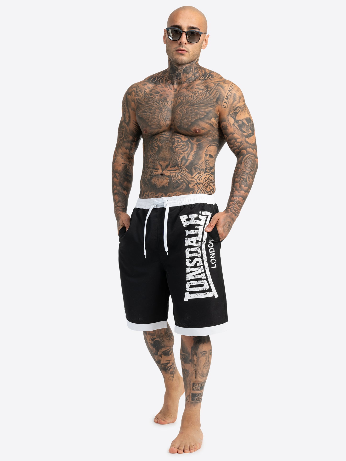 Lonsdale Badehose Schwarz mit Logo Druck Herren