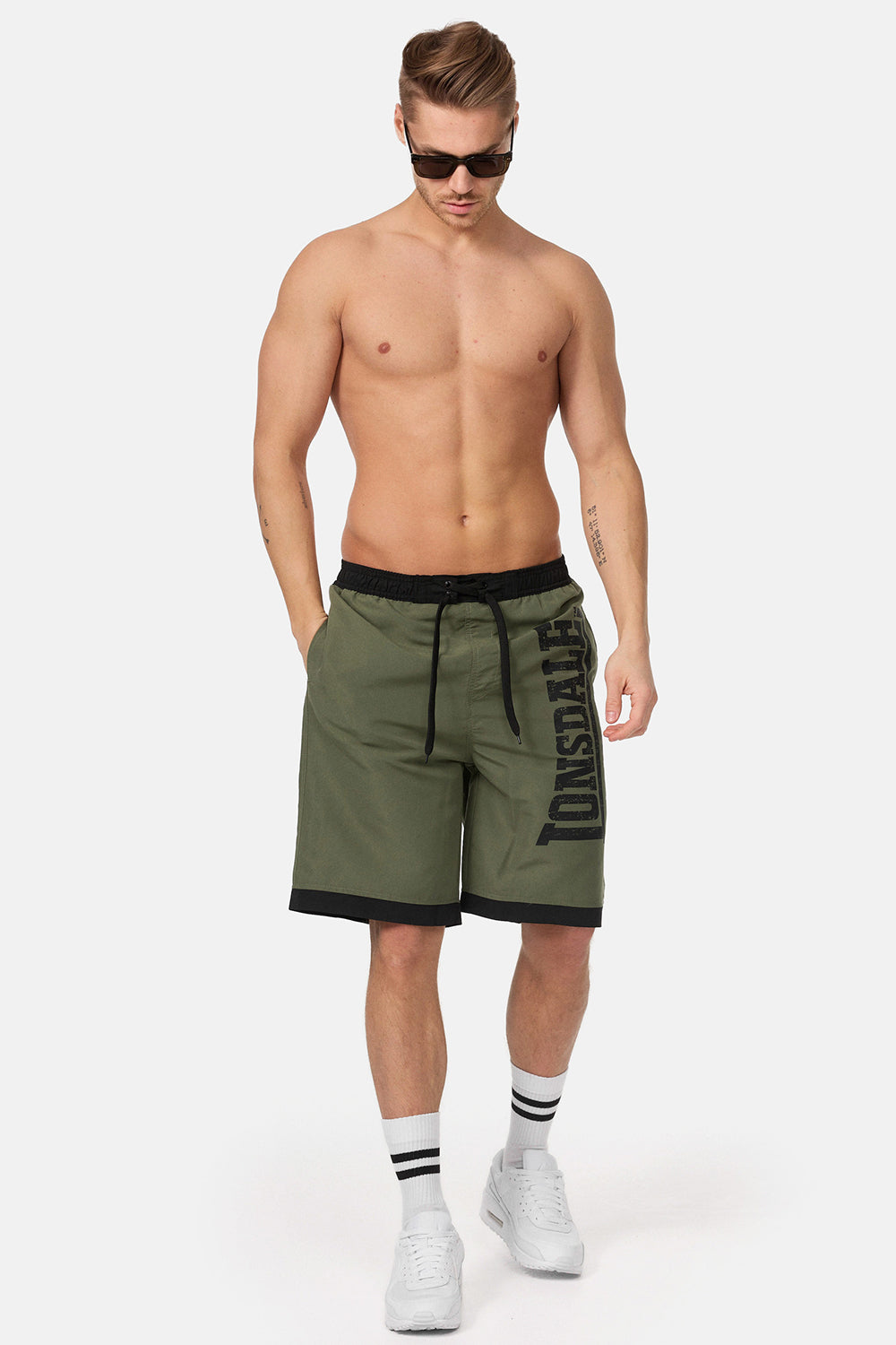 Lonsdale Badehose Oliv mit Logo Druck Herren