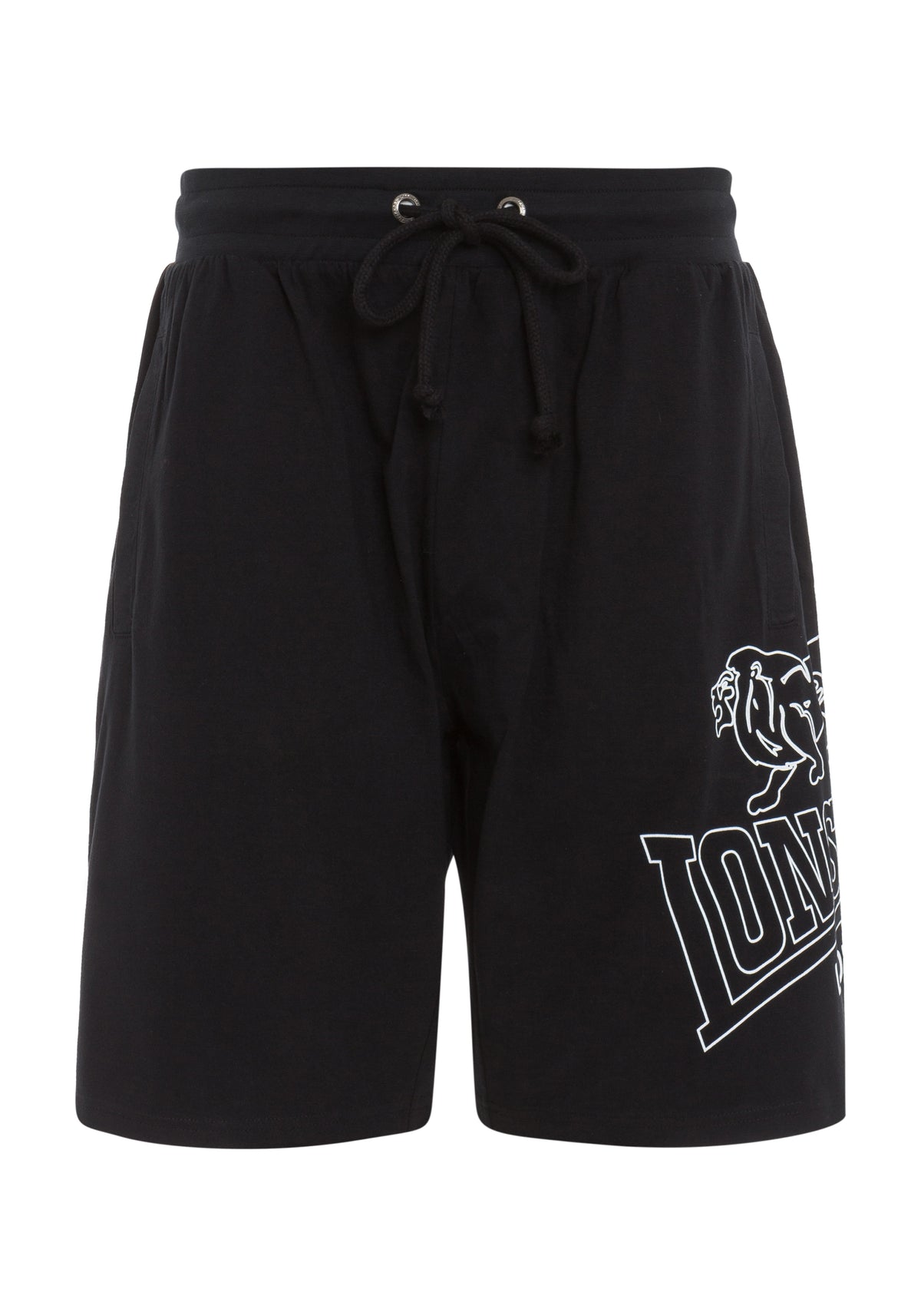 Lonsdale Herren-Shorts in Schwarz aus Jersey-Stoff mit Logo-Druck