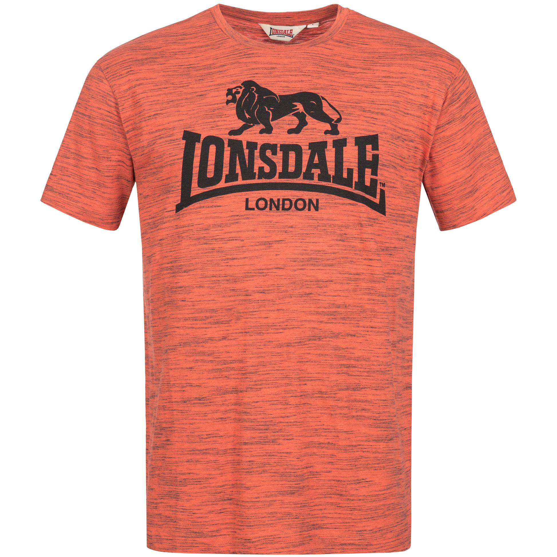 Herren Lonsdale T-Shirt Marl Orange normale Passform mit gedrucktem Logo auf Brust
