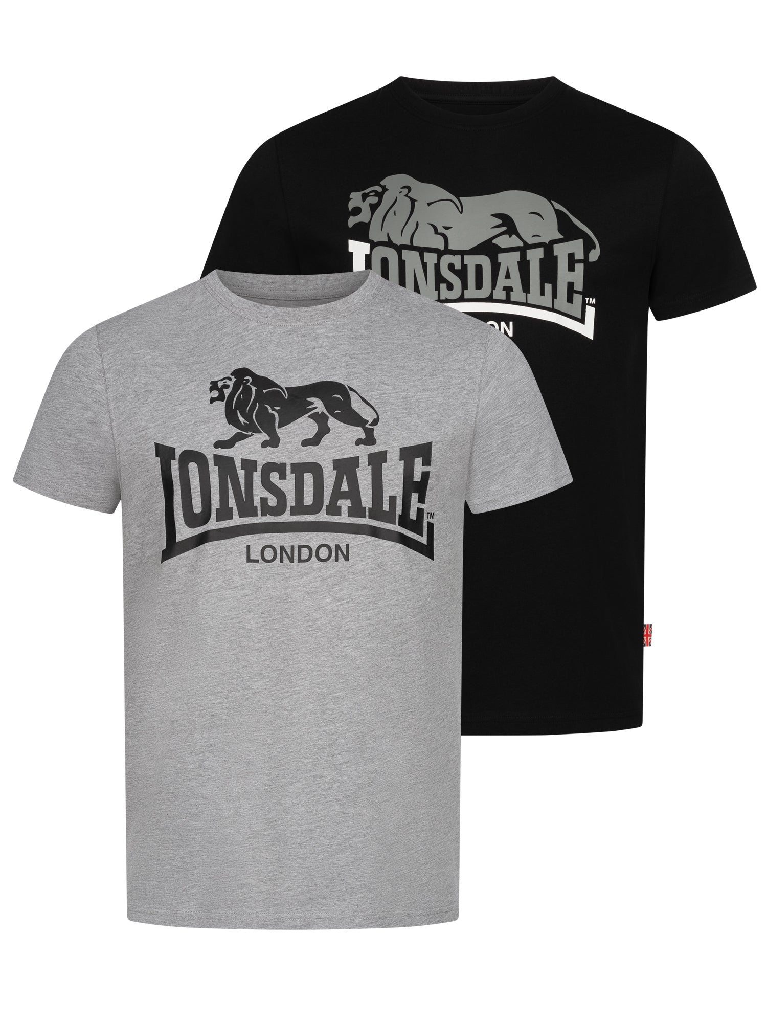 Lonsdale 113975 Loscoe Doppelpack T-Shirt Marl Grey / Schwarz
