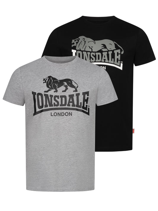 Lonsdale 113975 Loscoe Doppelpack T-Shirt Marl Grey / Schwarz