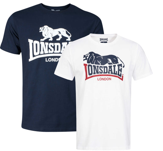 Lonsdale 113975 Loscoe Doppelpack T-Shirt Marl Weiss/Navy