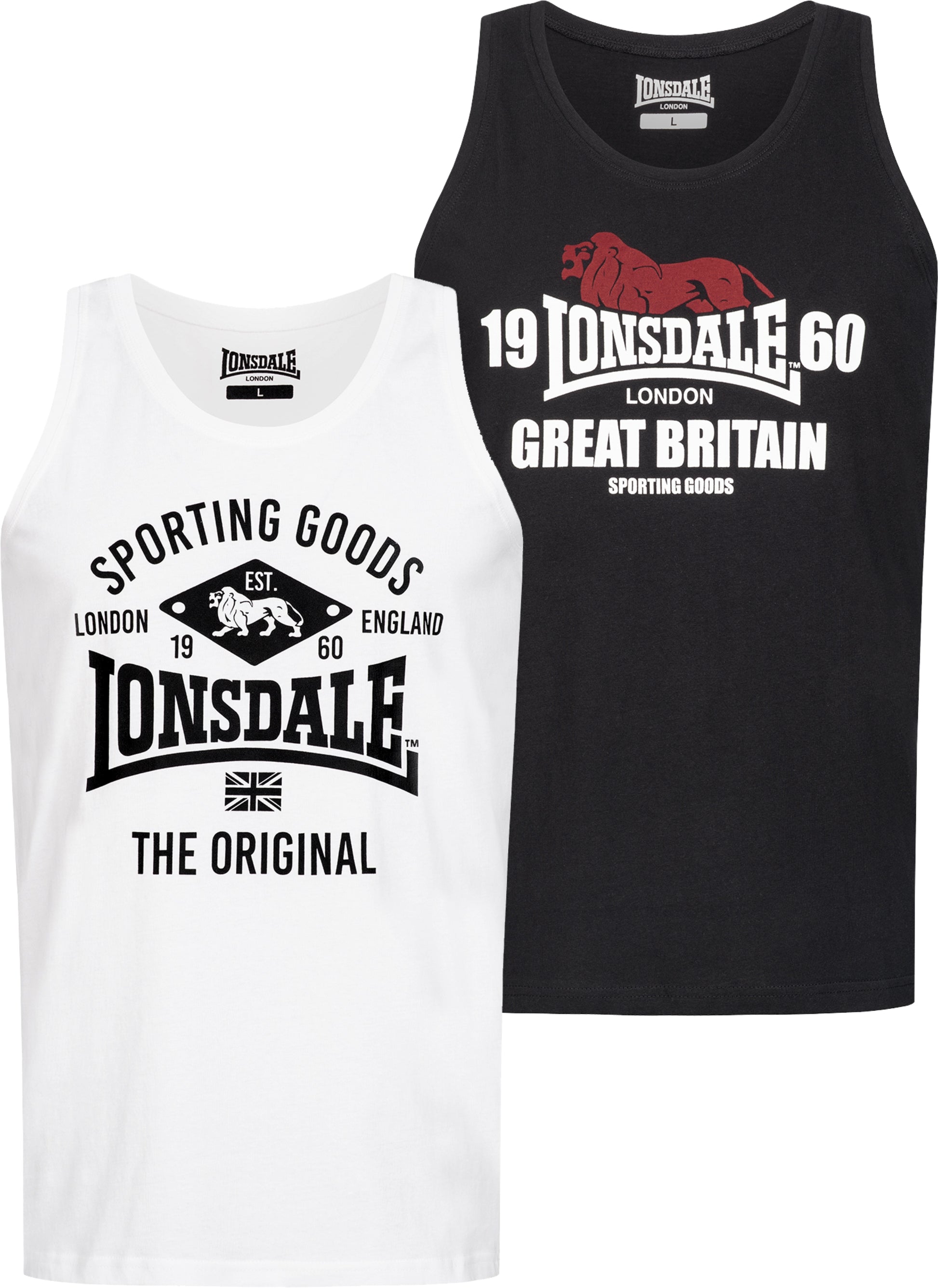 Lonsdale 113976 Biggin Doppelpack Singlet Schwarz/Weiss