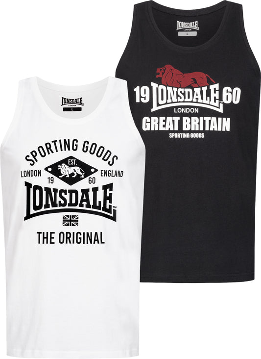Lonsdale 113976 Biggin Doppelpack Singlet Schwarz/Weiss