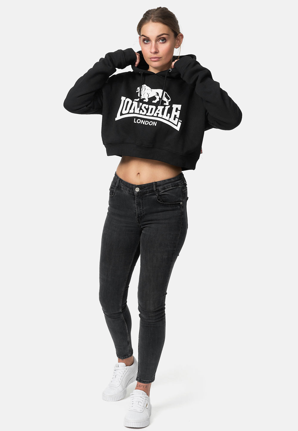 Lonsdale London 114031 Ladies Roxeth Kapuzenpullover  Schwarz