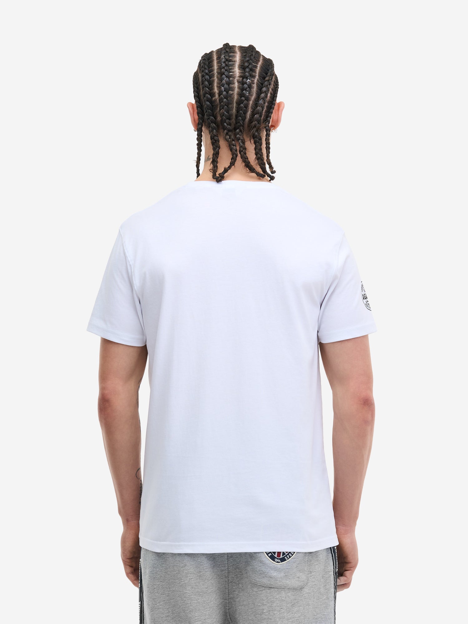 Rückseite weisses Lonsdale T-Shirt für Herren, normale Passform.